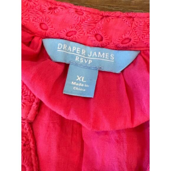 DRAPER JAMES RSVP Fushia Hot Pink Eyelet Shirt Top size XL - Picture 5 of 8